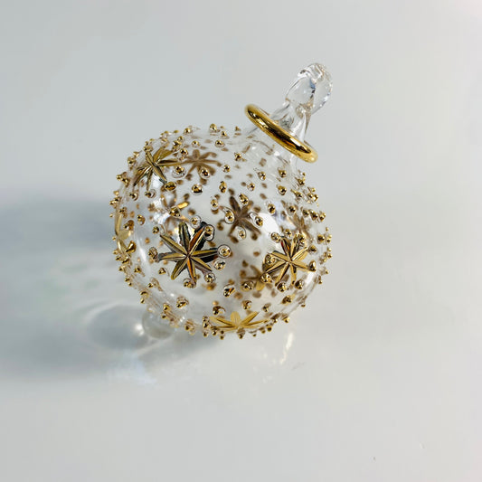 Blown Glass Ornament - Gold Stars & Dots