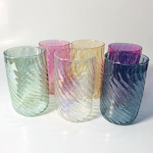 Blown Glass Stemless Glass - Iridescent