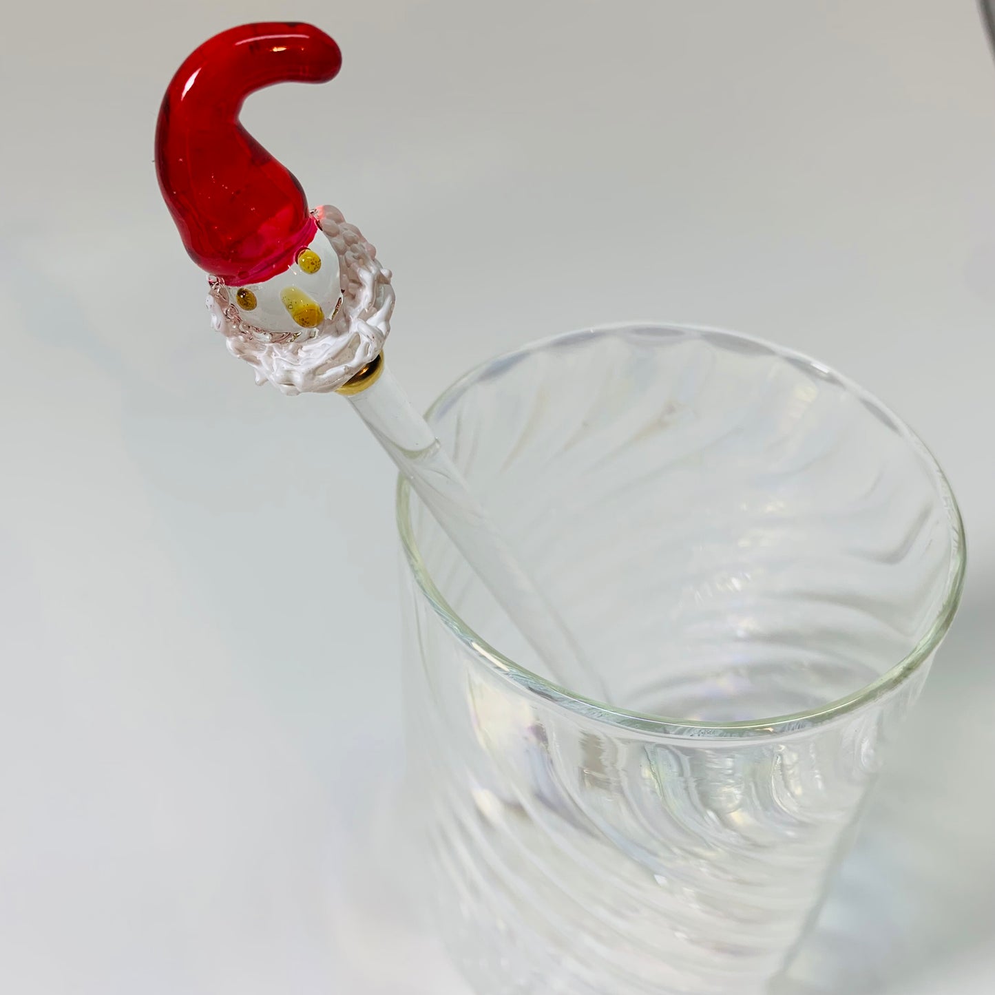 Blown Glass Cocktail Stirrer - Papa Noel