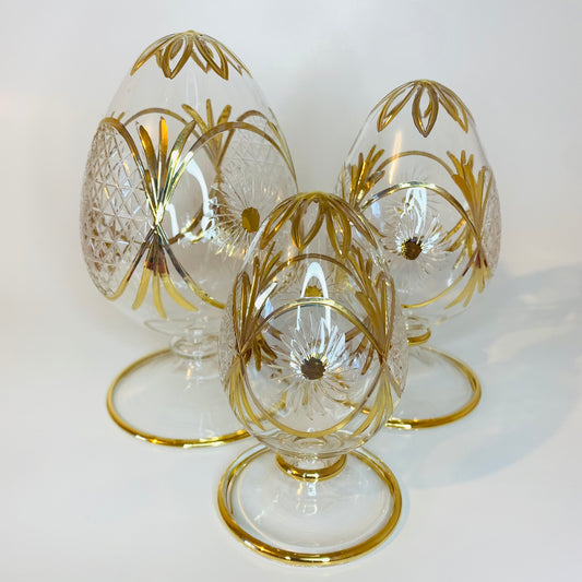 Blown Glass Tabletop Egg Handcrafted With Gold