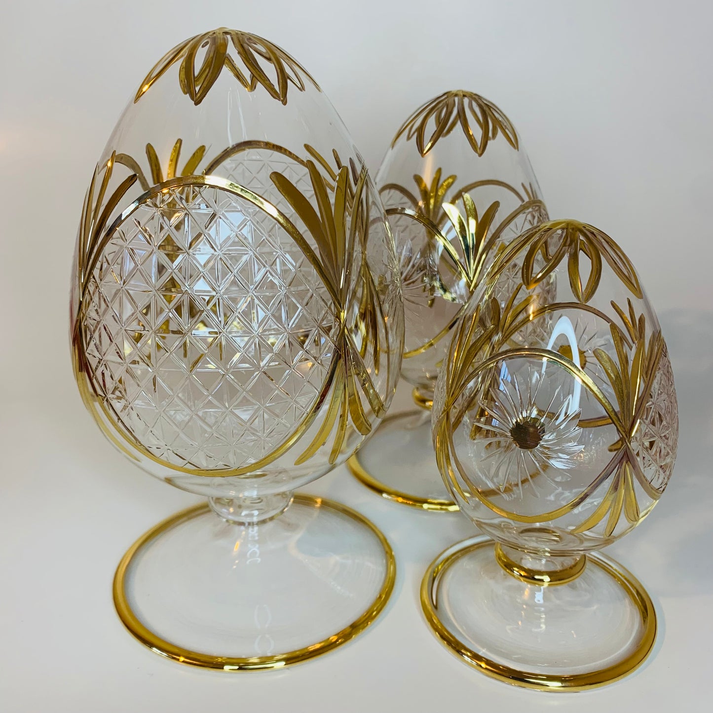 Blown Glass Tabletop Egg Handcrafted With Gold