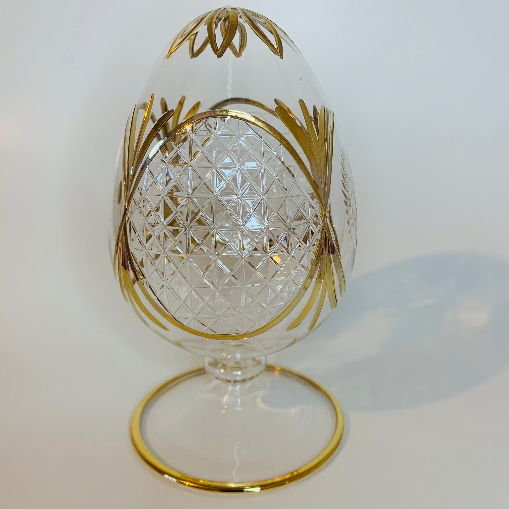 Blown Glass Tabletop Egg Handcrafted With Gold