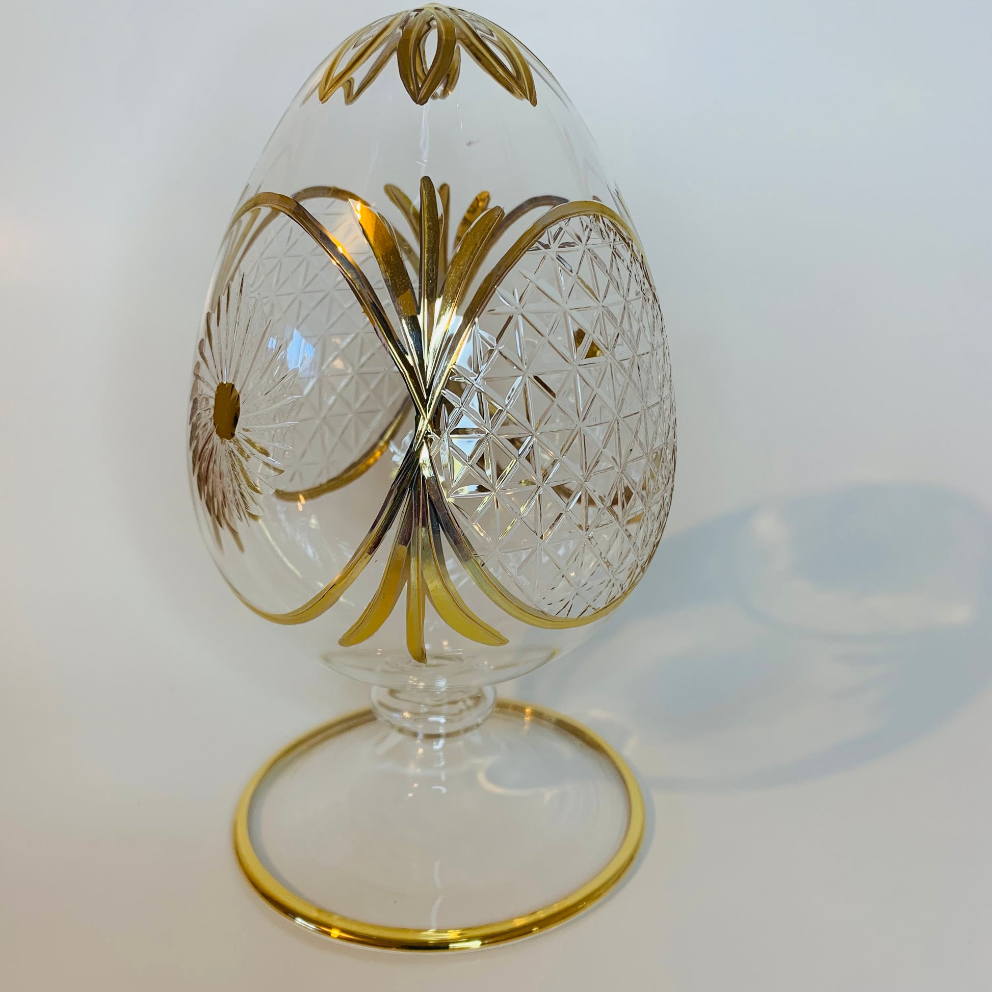 Blown Glass Tabletop Egg Handcrafted With Gold