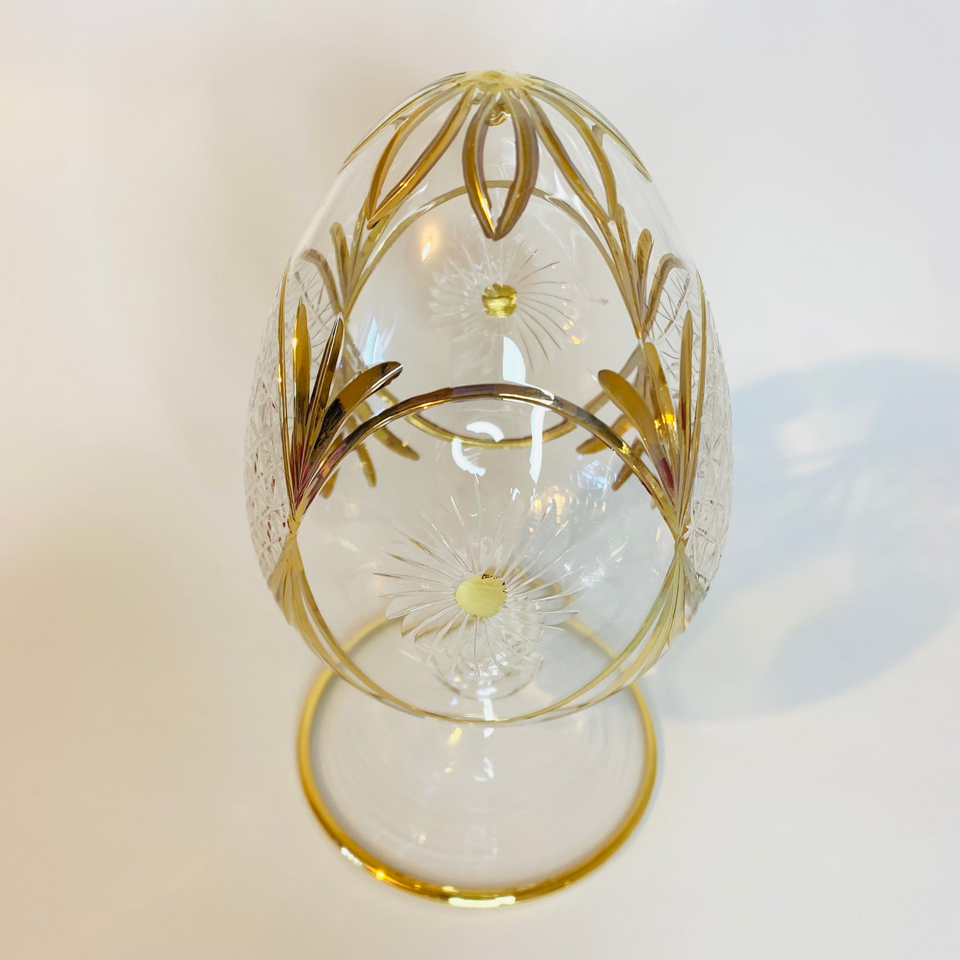 Blown Glass Tabletop Egg Handcrafted With Gold