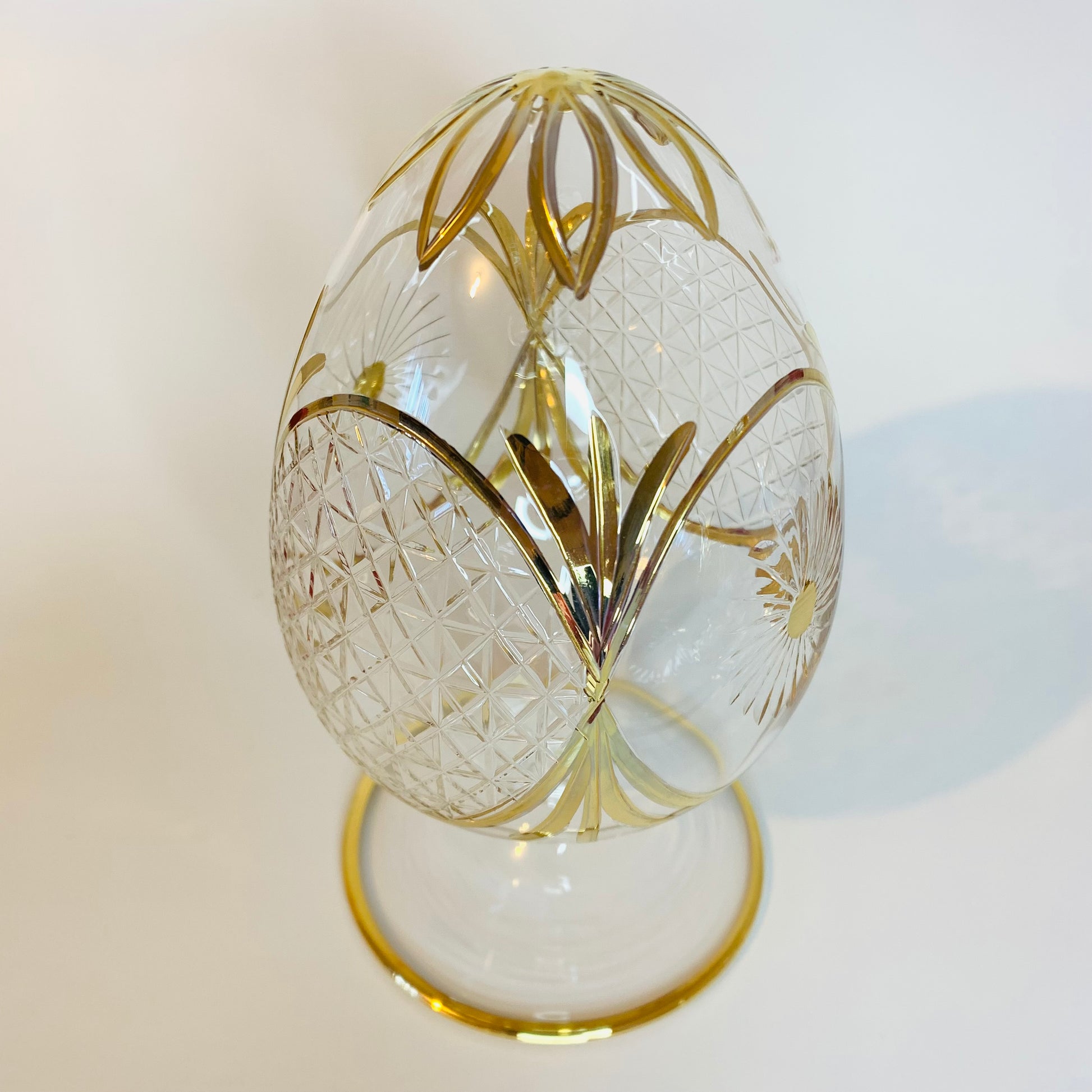 Blown Glass Tabletop Egg Handcrafted With Gold