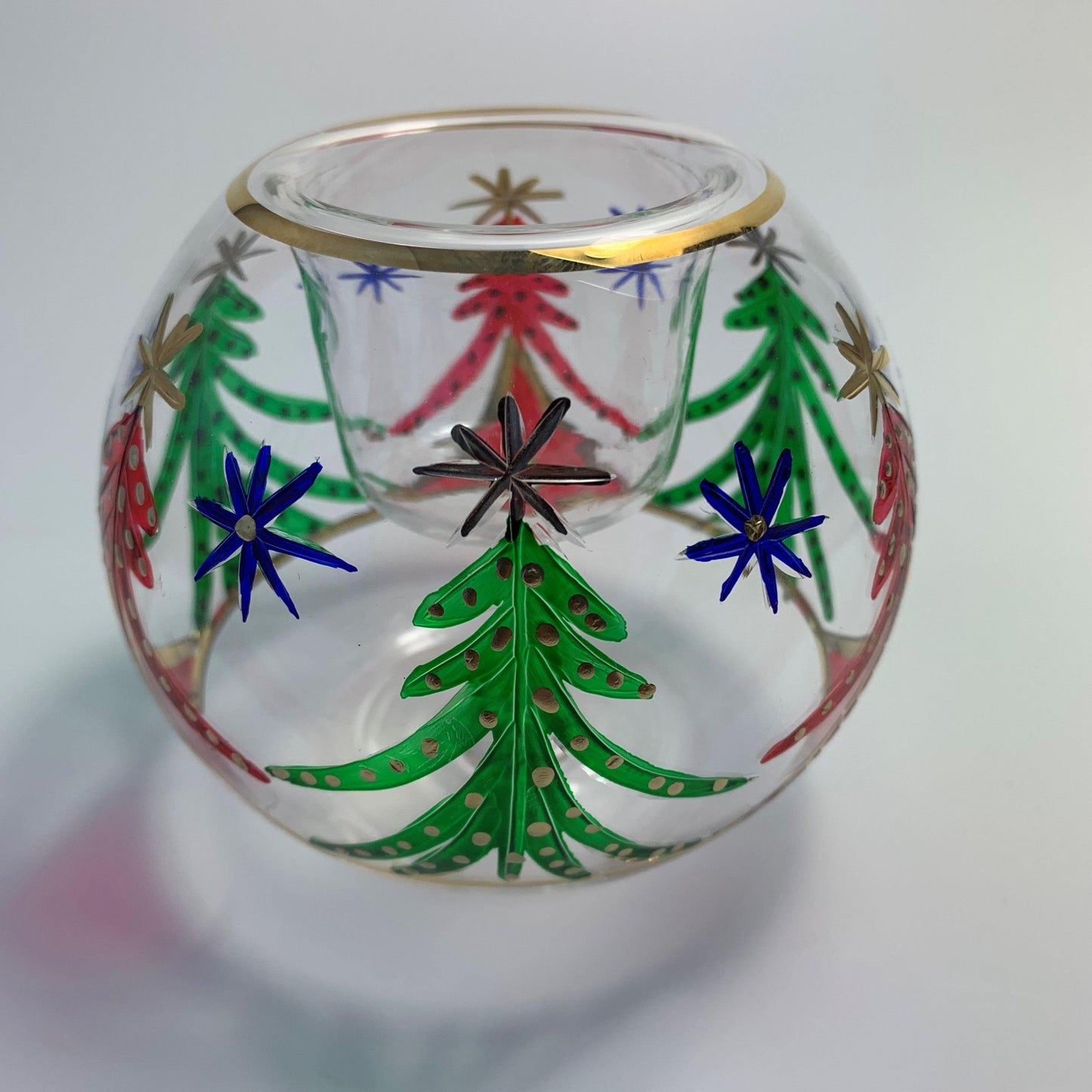 Blown Glass Candle Holder - Christmas Trees