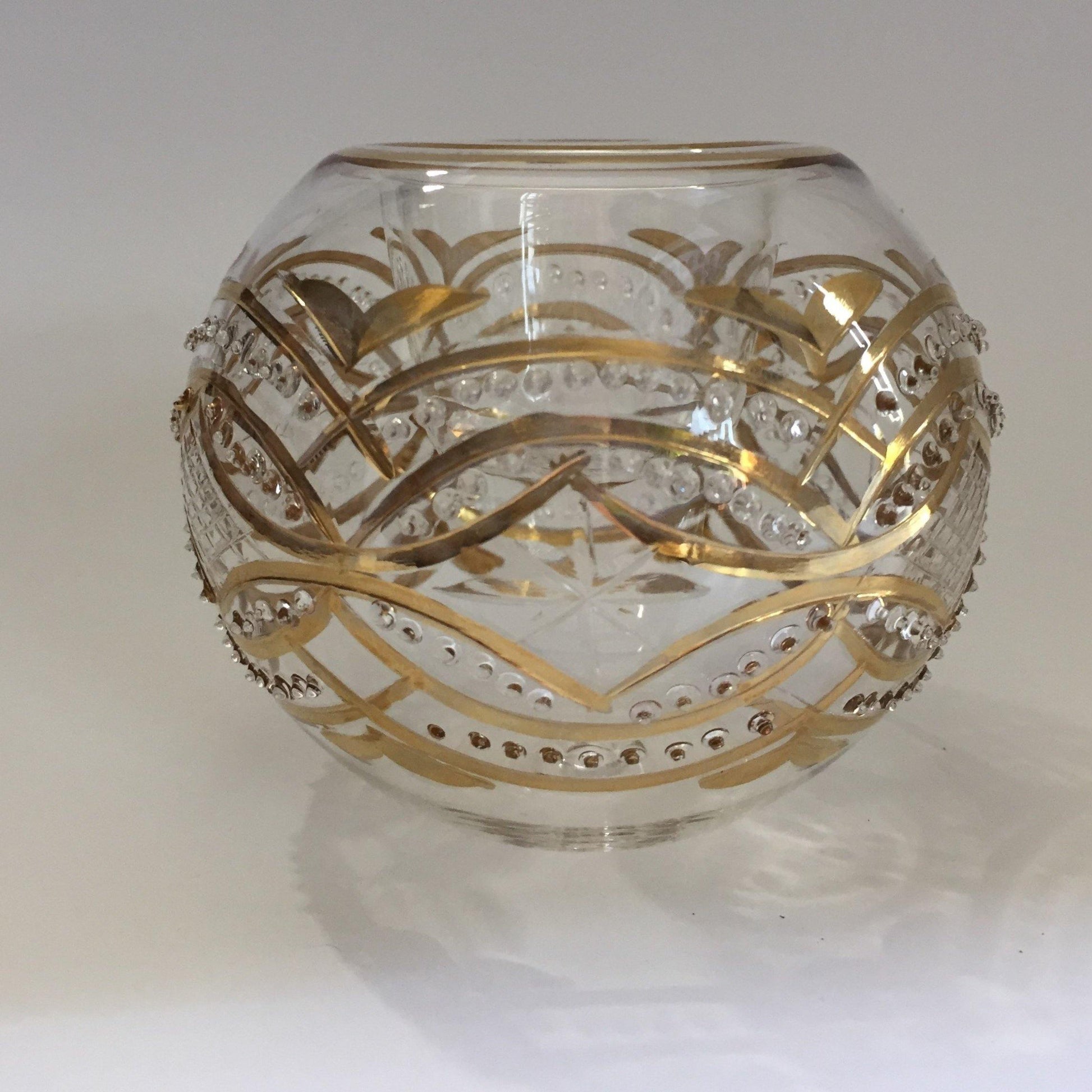Blown Glass Candle Holder - Gold Carousel