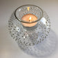 Blown Glass Candle Holder - Silver Dots
