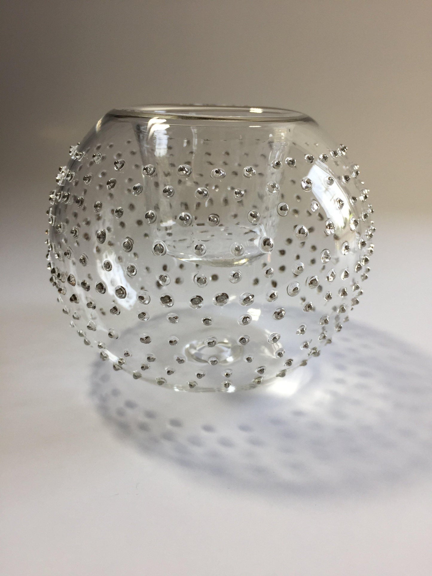 Blown Glass Candle Holder - Silver Dots