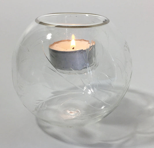 Ethically Sourced Blown Glass Candle Holder - Wheat