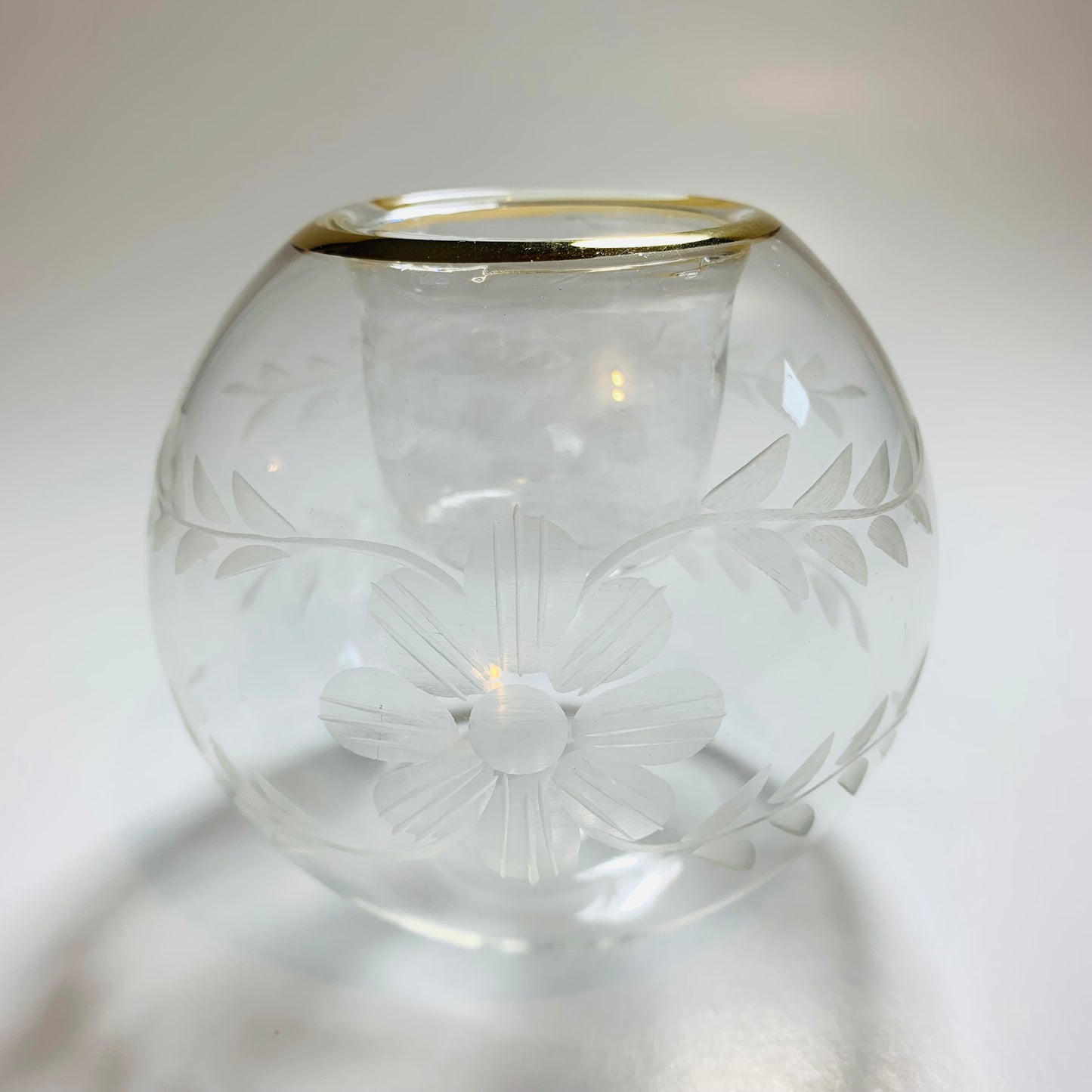 Blown Glass Candle Holder - Flowers Pattern