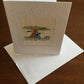 Handmade Recycled Paper Greeting Card with Embroidery - Flute Player
