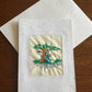 Handmade Recycled Paper Greeting Card with Embroidery - Flute Player