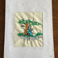 Handmade Recycled Paper Greeting Card with Embroidery - Flute Player
