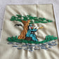 Handmade Recycled Paper Greeting Card with Embroidery - Flute Player