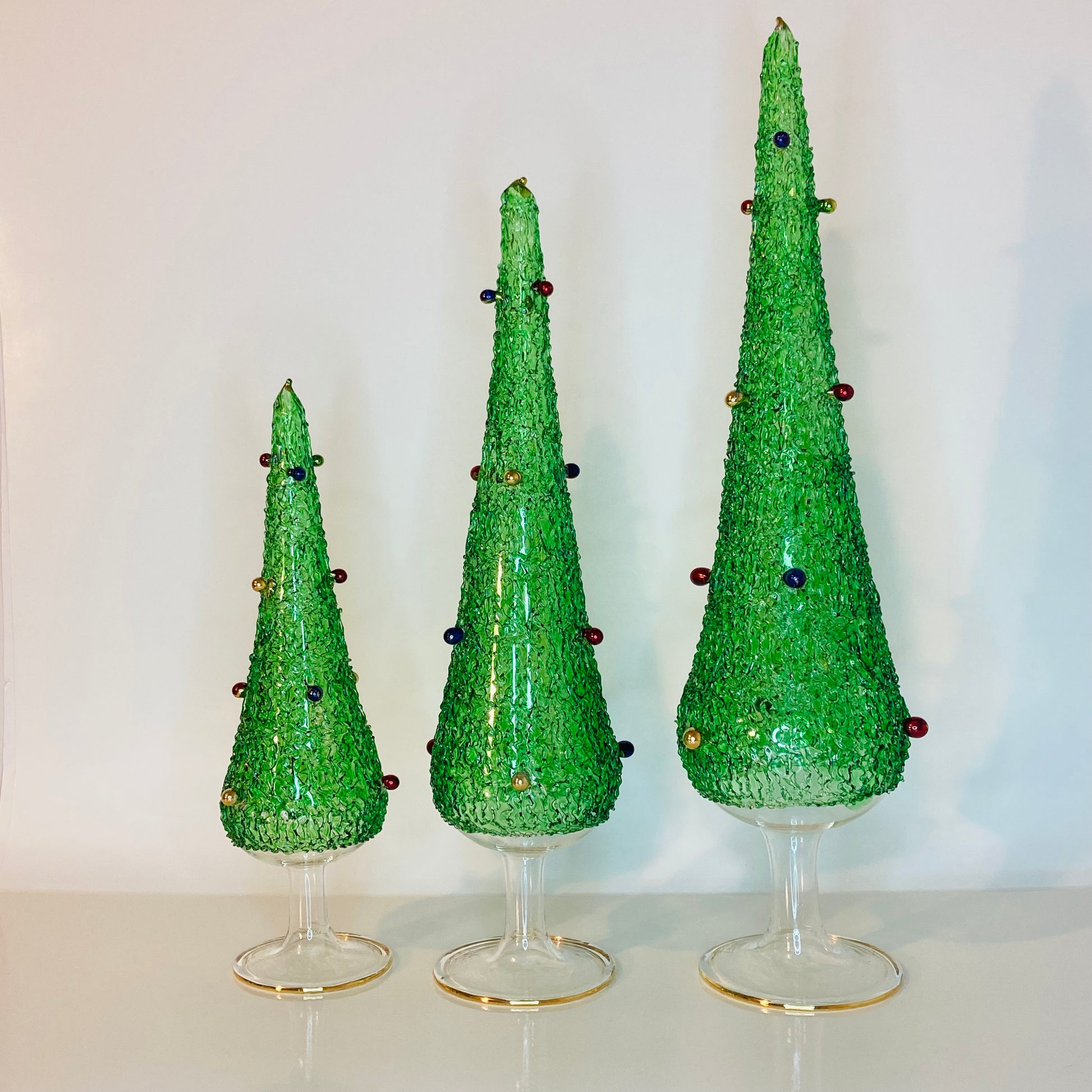 Blown Glass - Tabletop Green Christmas Tree