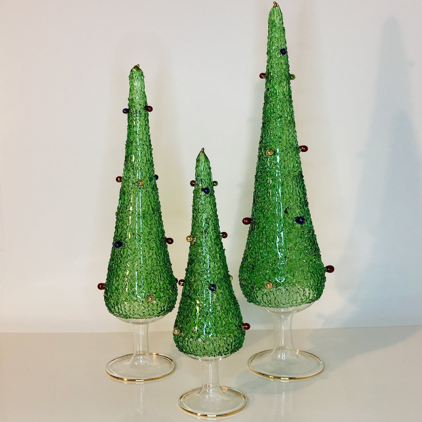 Blown Glass - Tabletop Green Christmas Tree