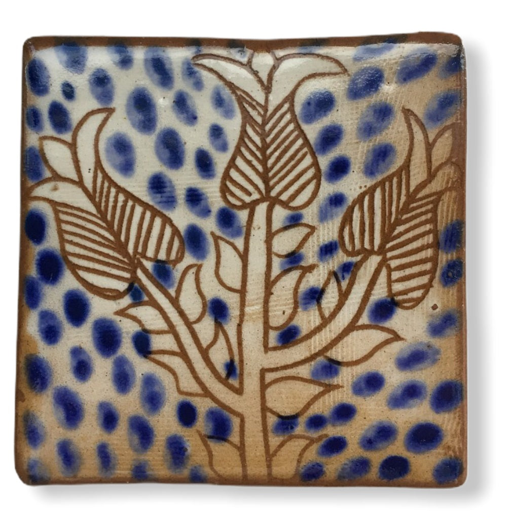 Pottery Coaster - Blooming Flowers