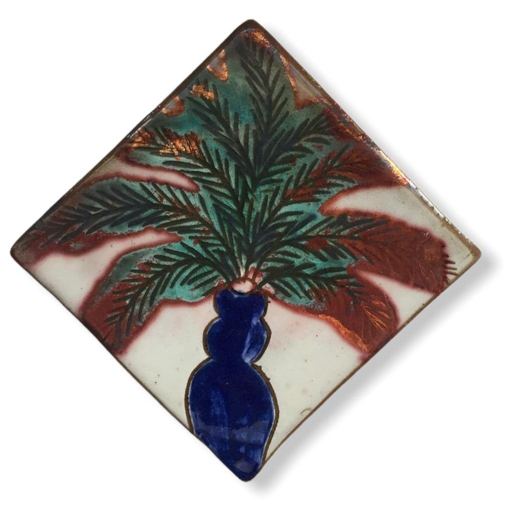 Pottery Coaster - Inclined Palm Tree