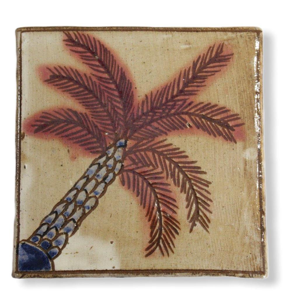 Pottery Coaster - Inclined Palm Tree