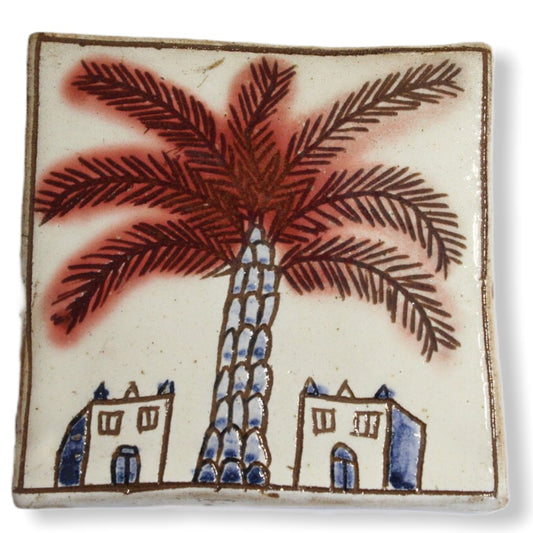 Pottery Coaster - Palm Tree & Adobe Houses