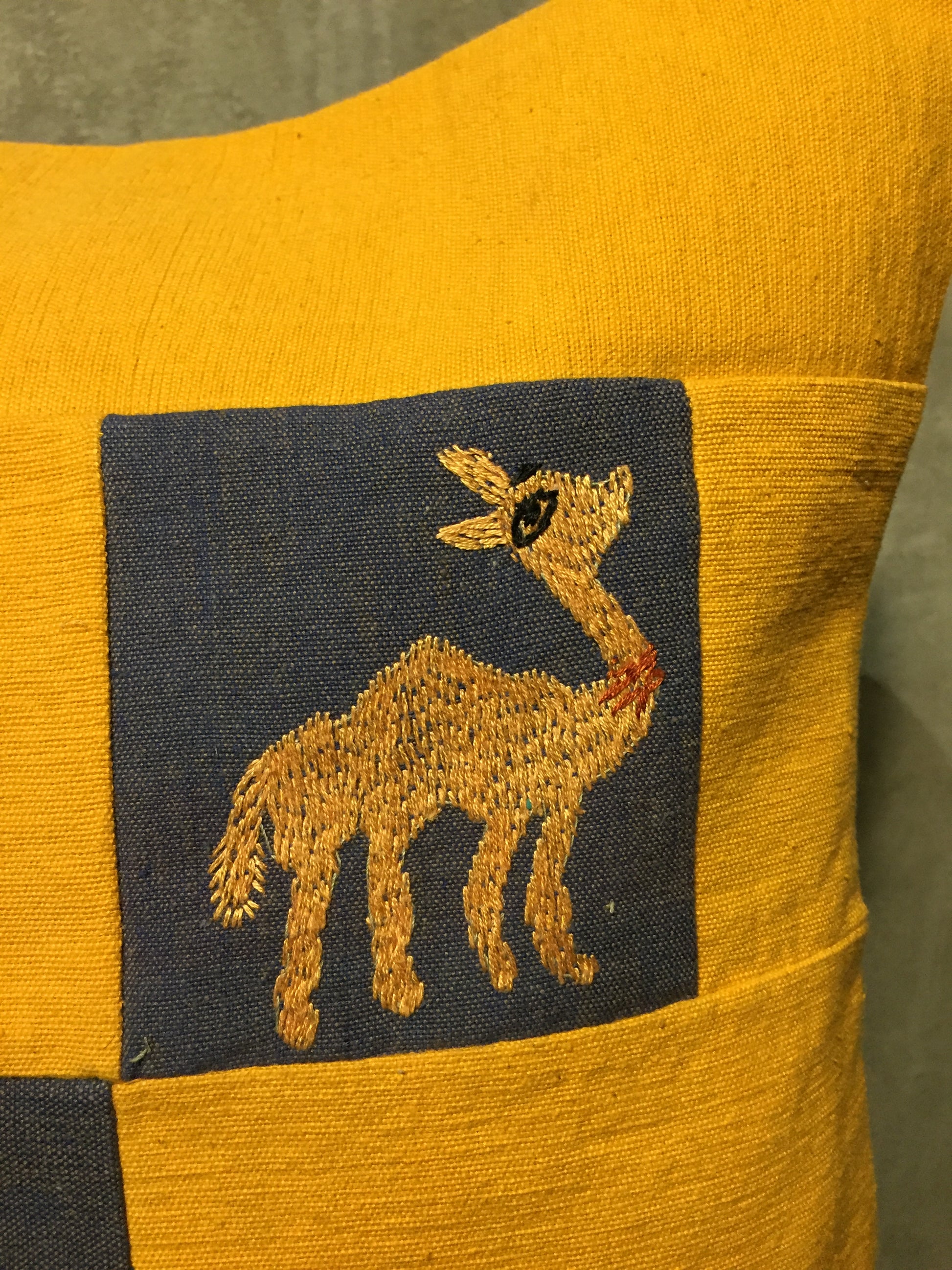 Handwoven Egyptian Cotton Cushion Cover - Hand Embroidered Art - Rural Scenes