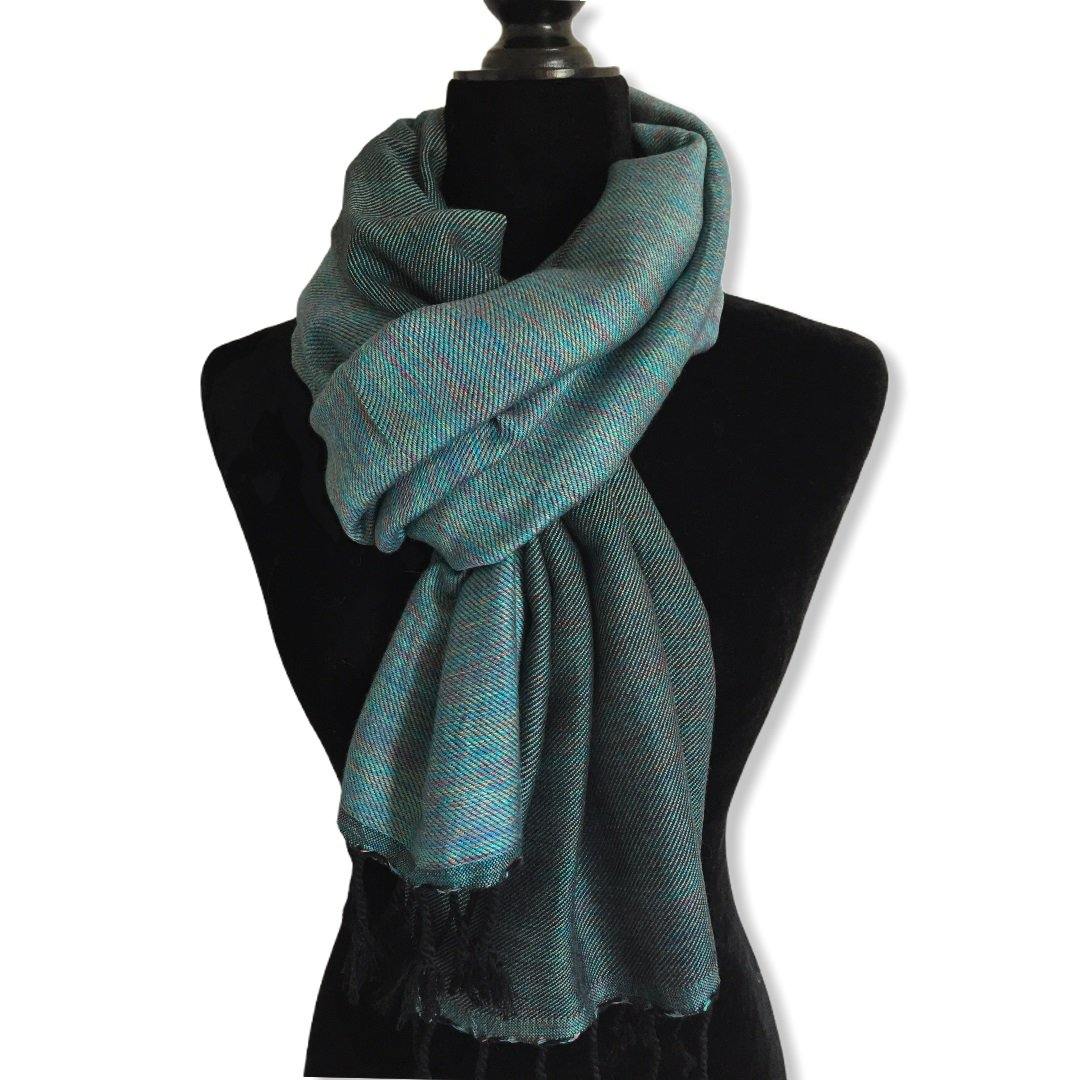 Double-faced Diagonal Handwoven Scarf - Variegated