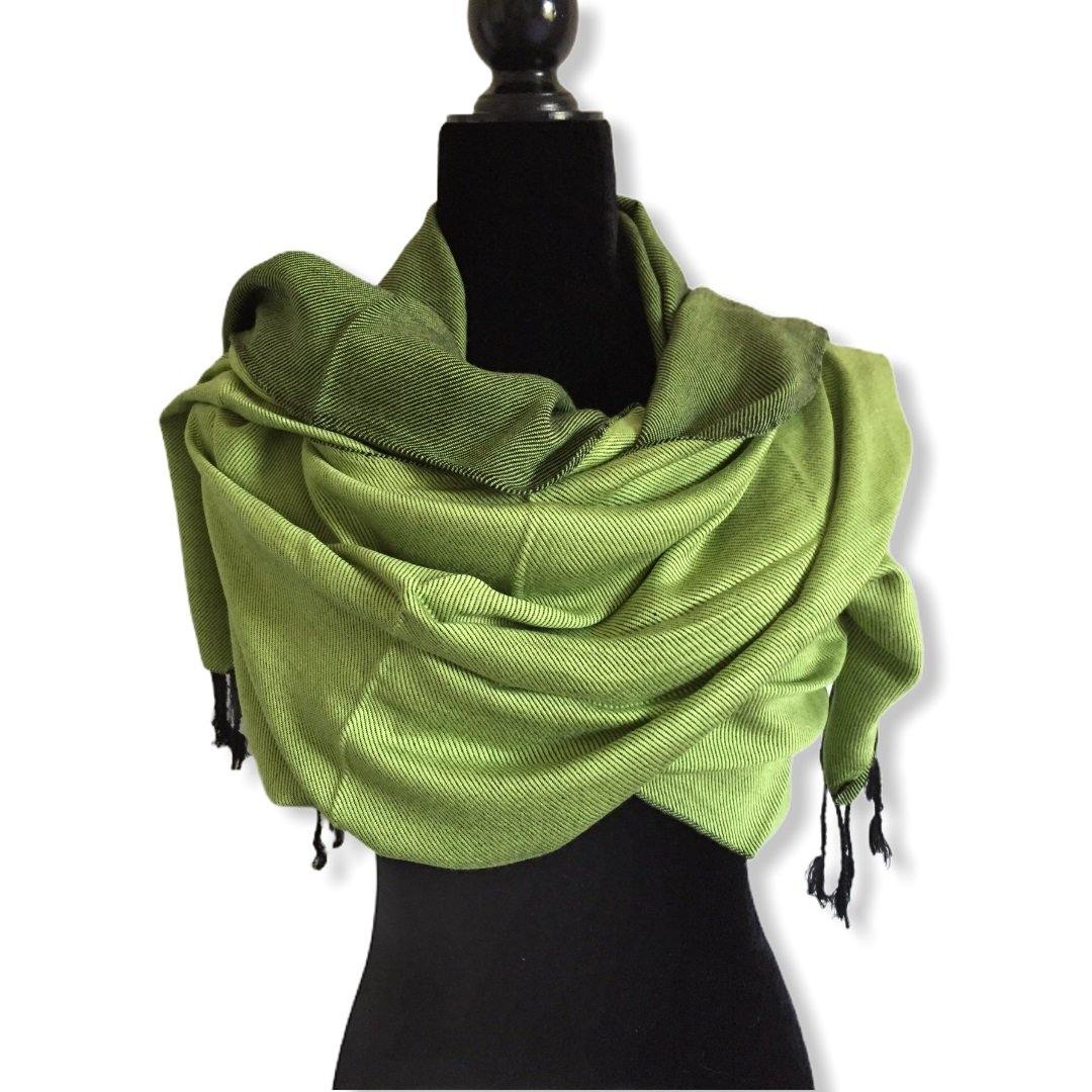 Double-faced Diagonal Shawl - Grass Green