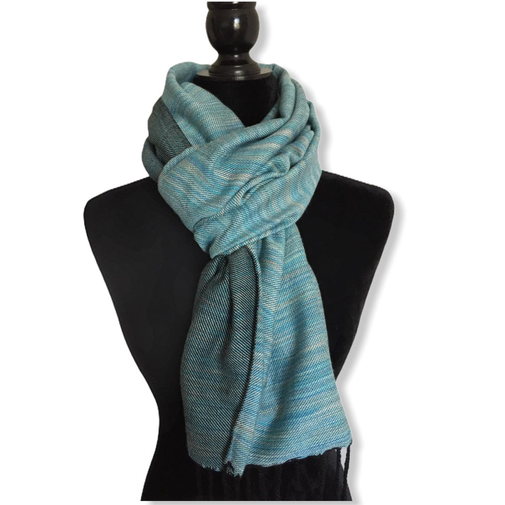 Double-faced Diagonal Shawl - Light Blue