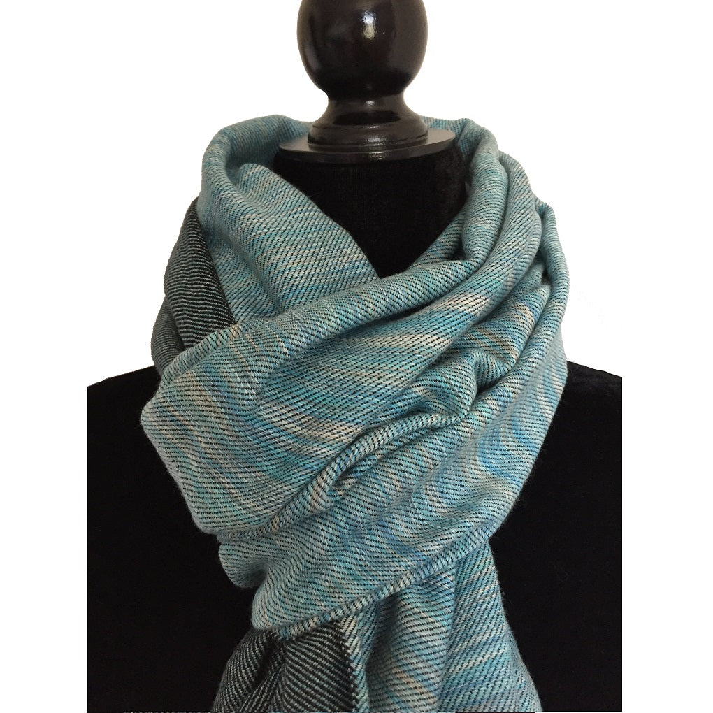 Double-faced Diagonal Shawl - Light Blue