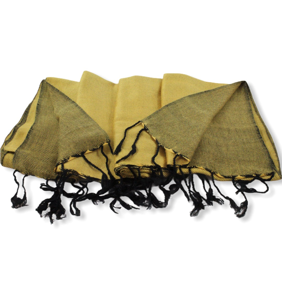 Double-faced Diagonal Shawl - Mustard & Black