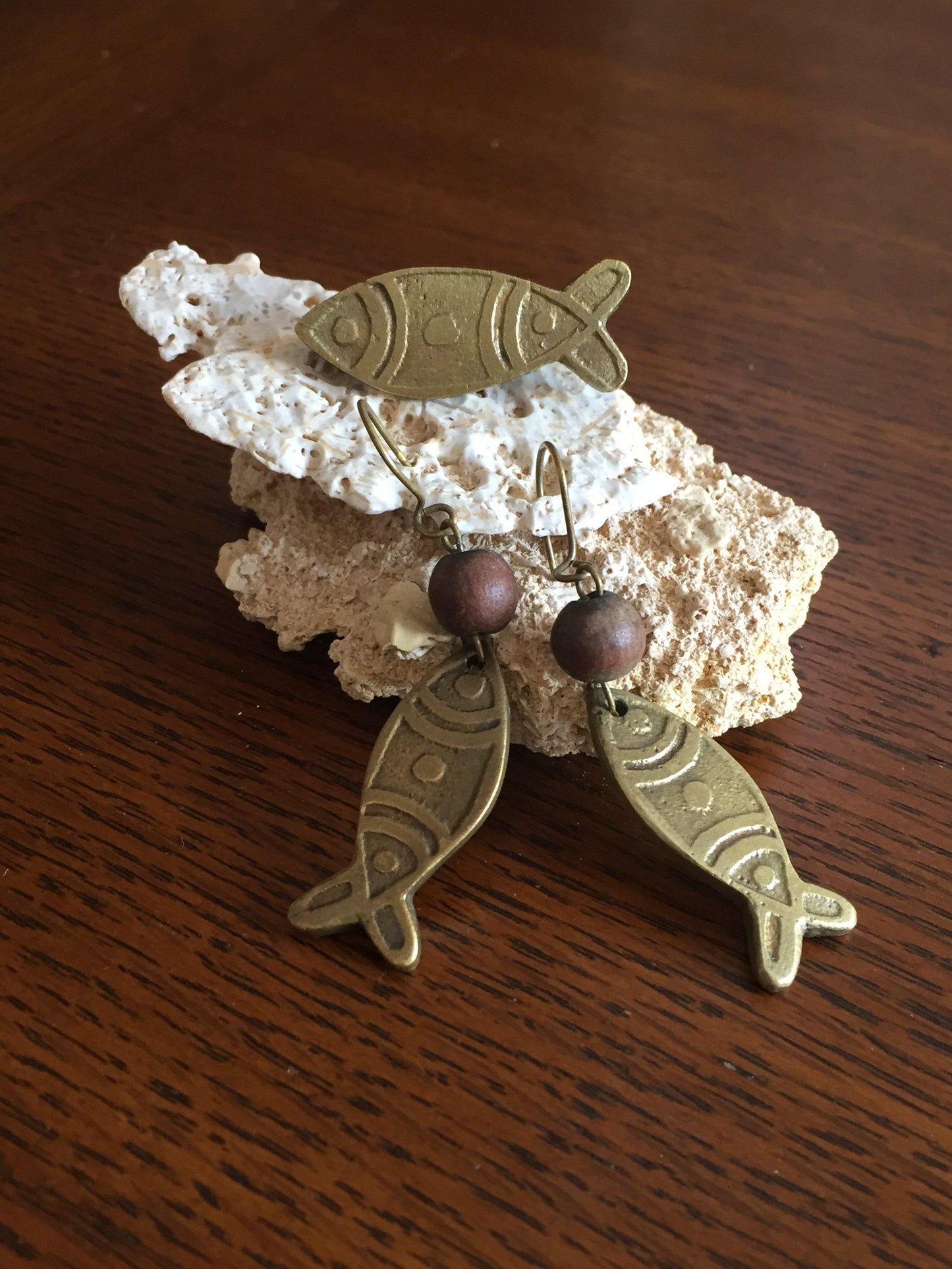 Handmade Brass Earrings - Fish