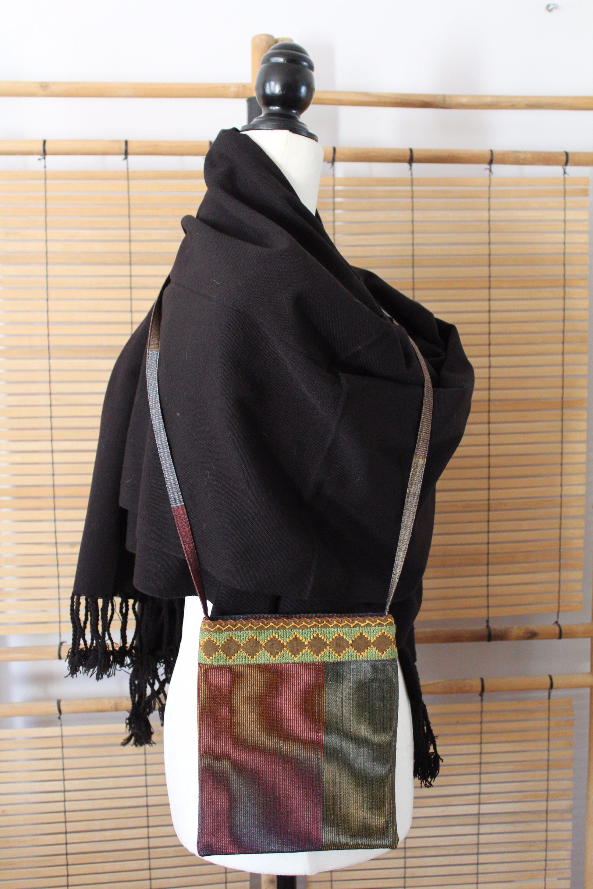 Edith Handcrafted Crossbody - Moiré with Arish stitching