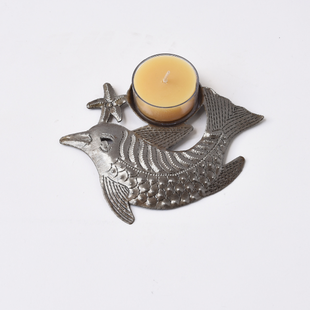 Metal Tealight Plate - Fish