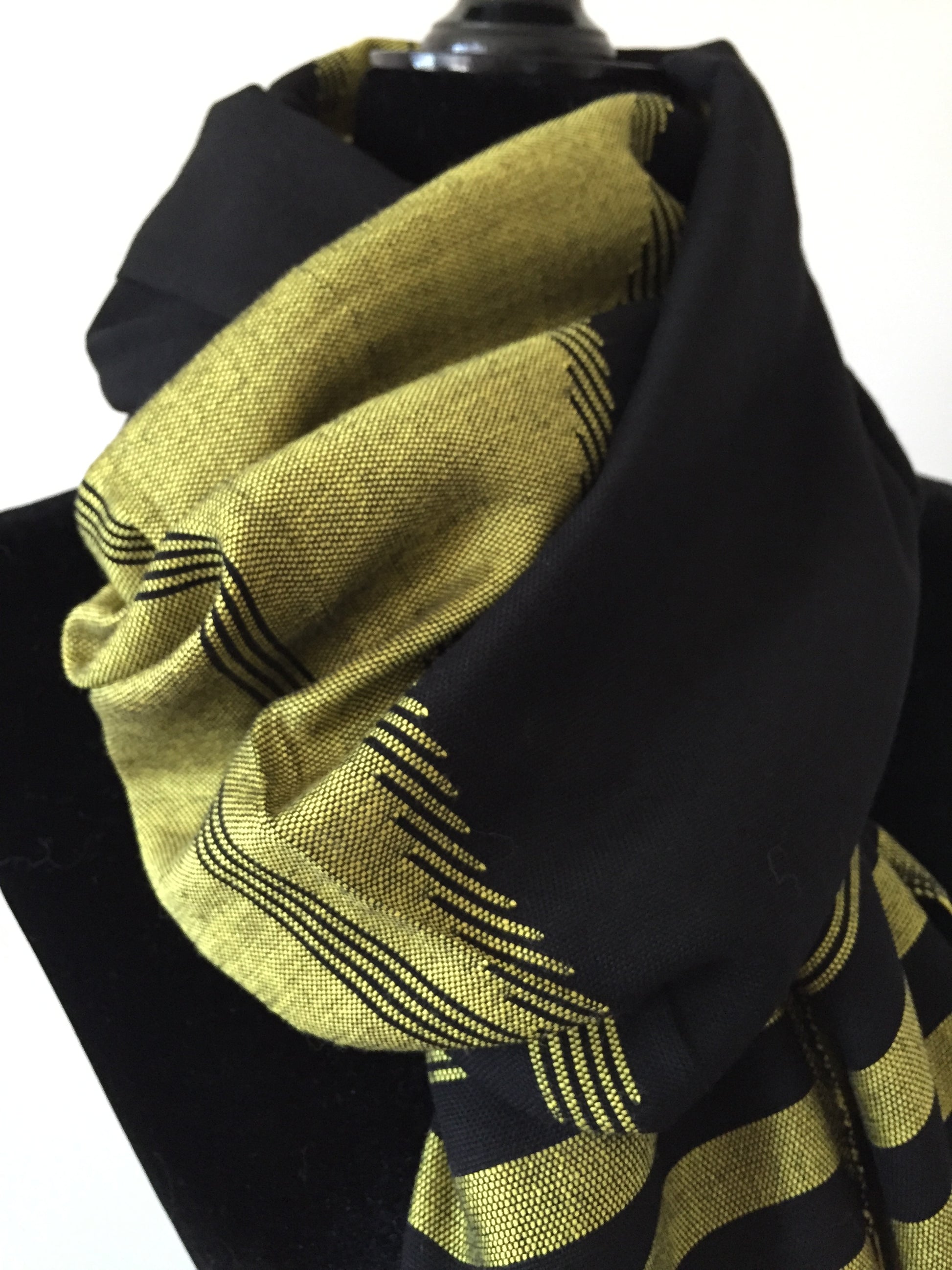 Geometric Design Handwoven Shawl - Black & Yellow