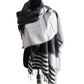 Geometric Handwoven Shawl - Black & White