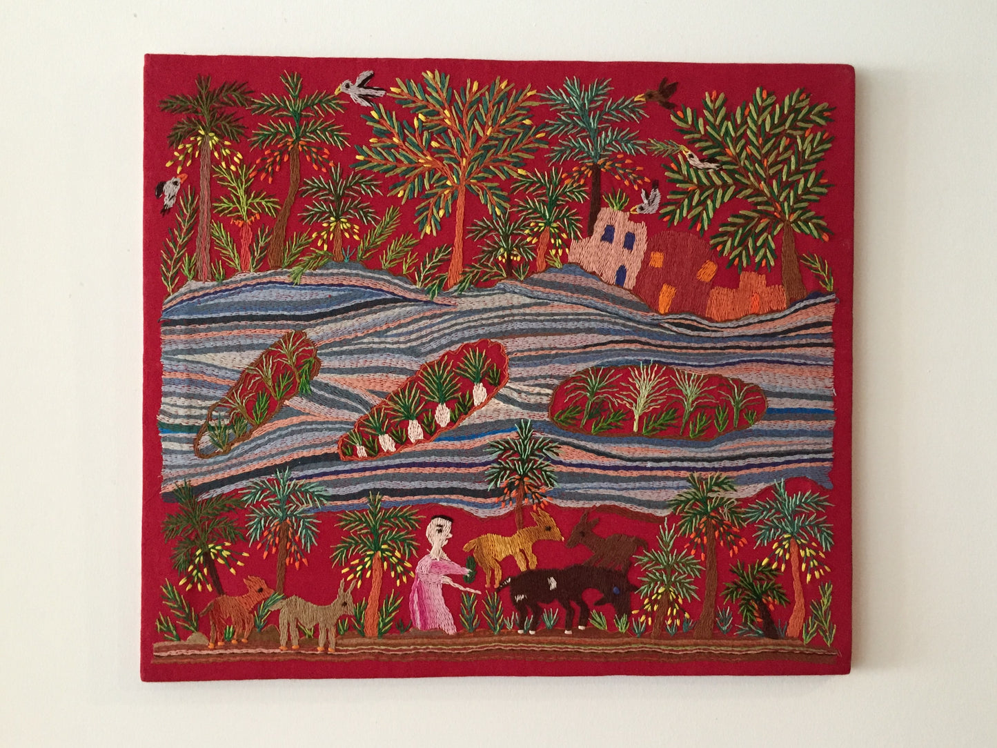Hand Embroidered Tapestry The Island