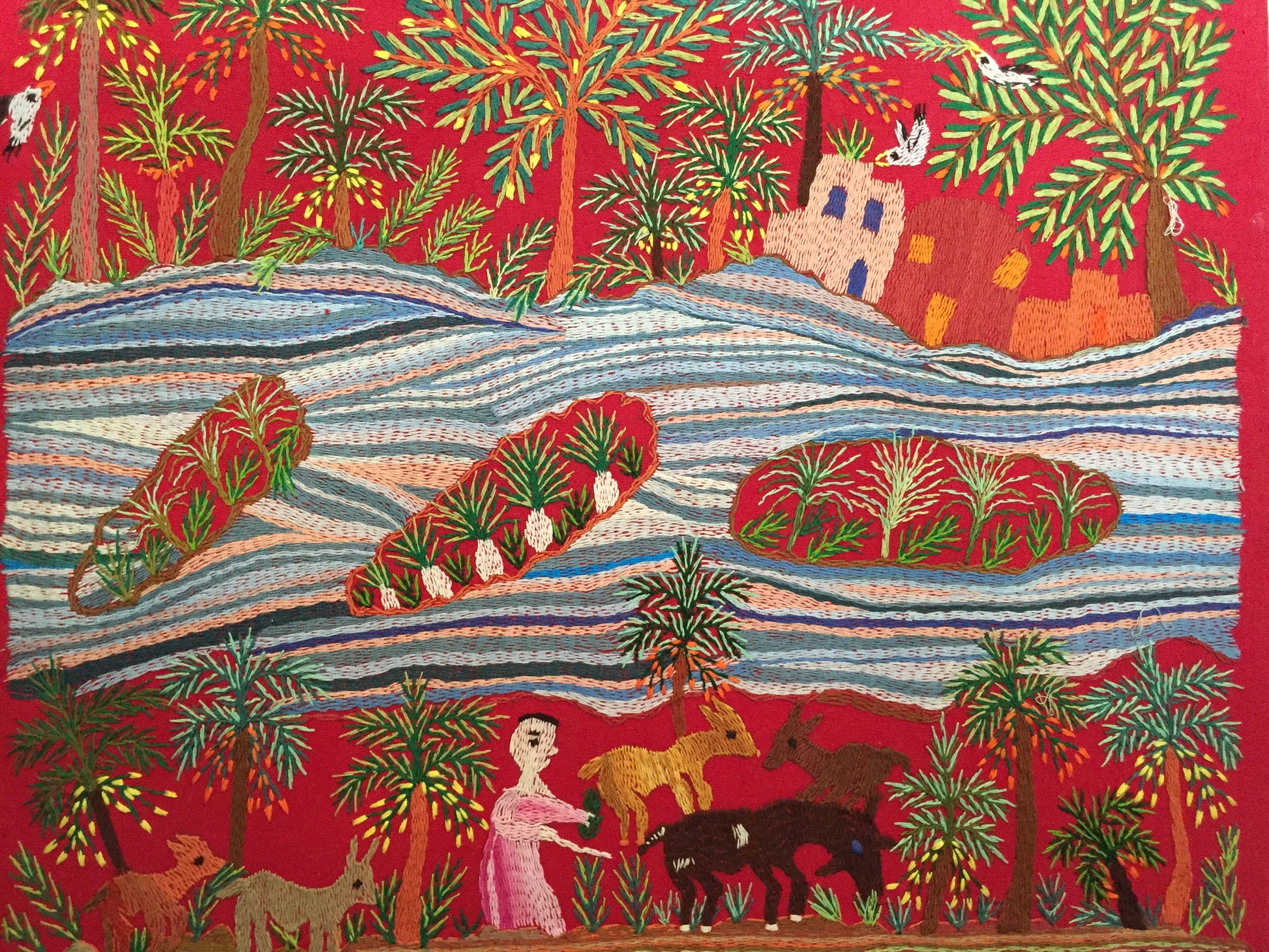 Hand Embroidered Tapestry - The Island - Dandarah