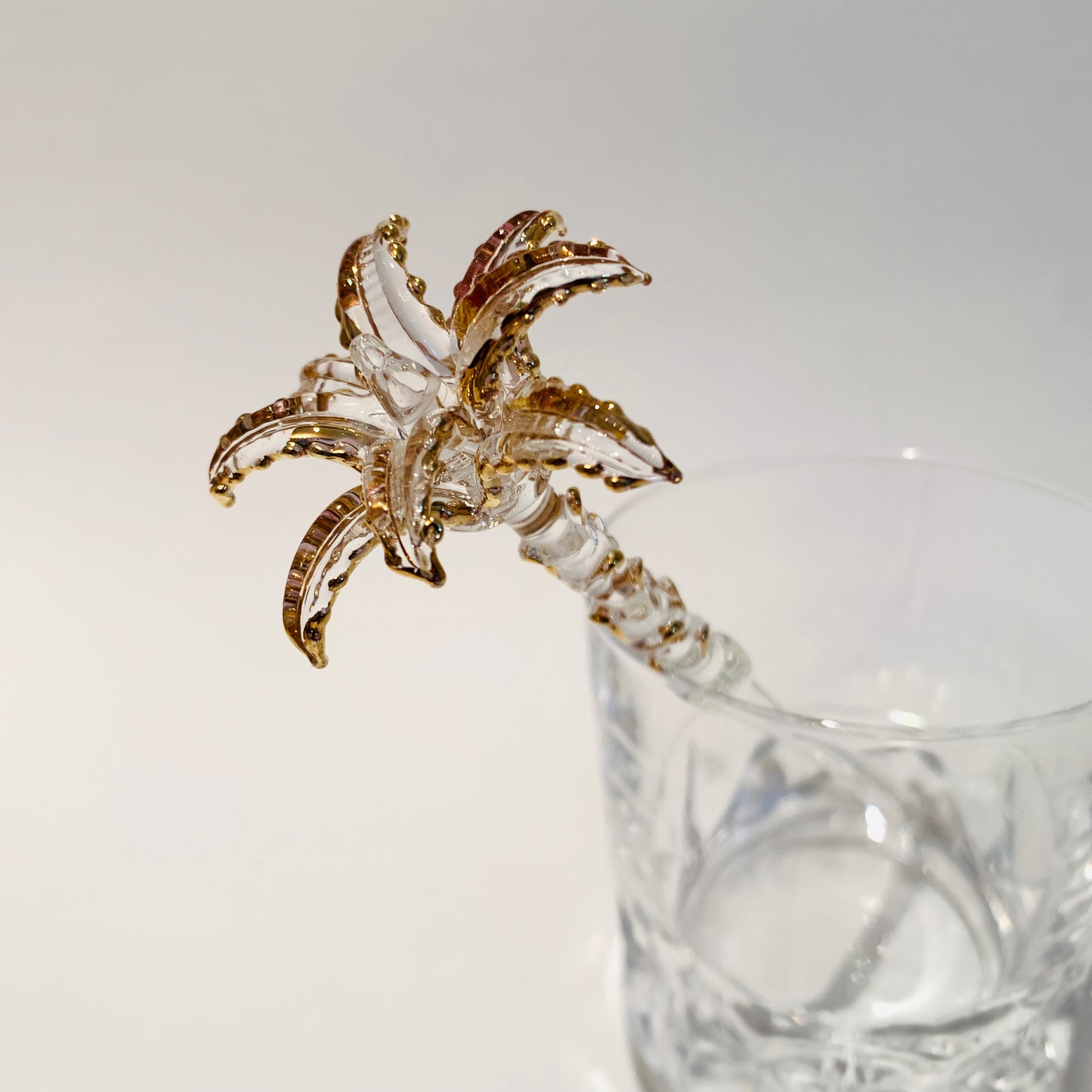 Blown Glass Cocktail Stirrer - Palm