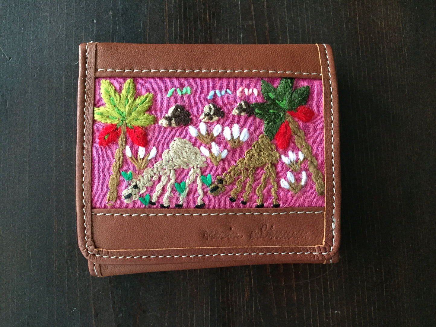 Handmade Leather Wallet with Hand Embroidery - Euro Wallet - Dandarah