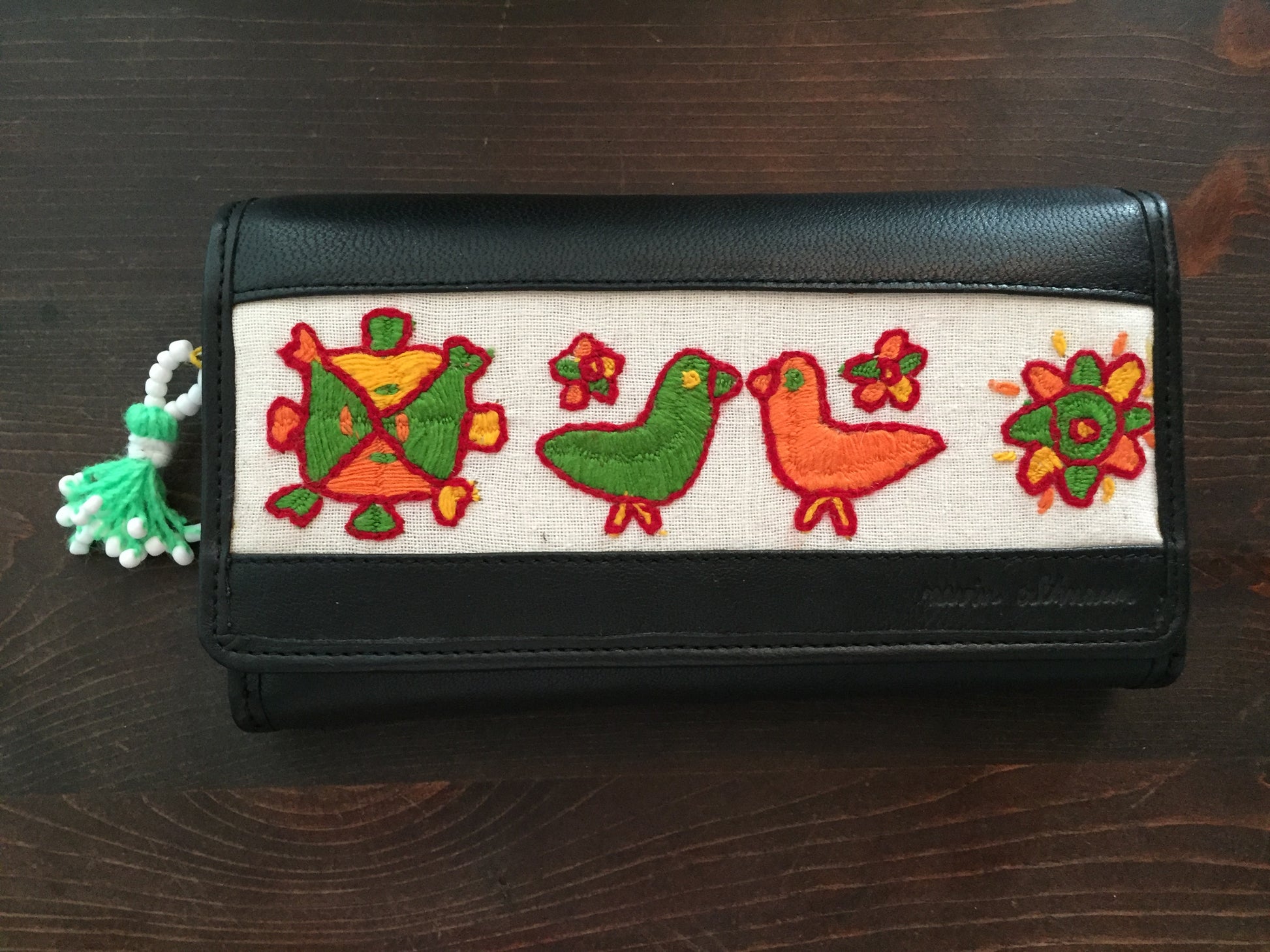 Handmade Leather Wallet with Hand Embroidery - Large - Dandarah