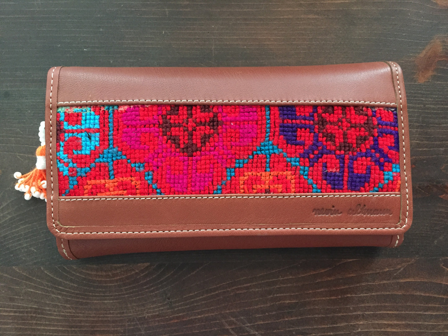 Handmade Leather Wallet with Hand Embroidery - Large - Dandarah