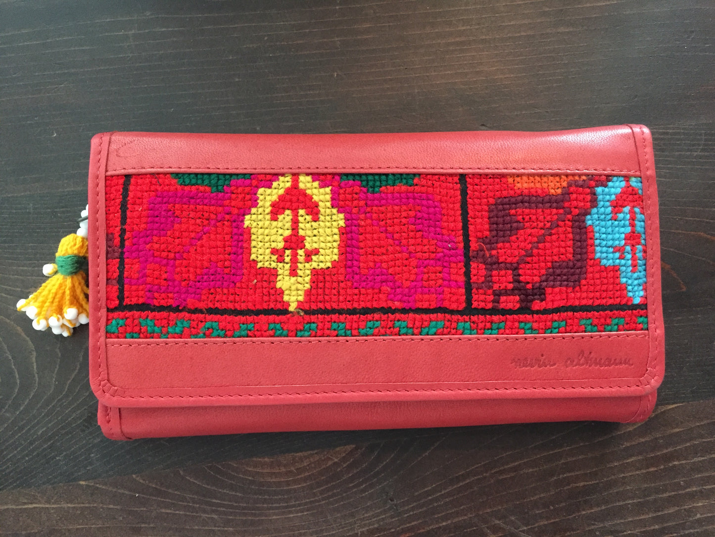 Handmade Leather Wallet with Hand Embroidery - Large - Dandarah