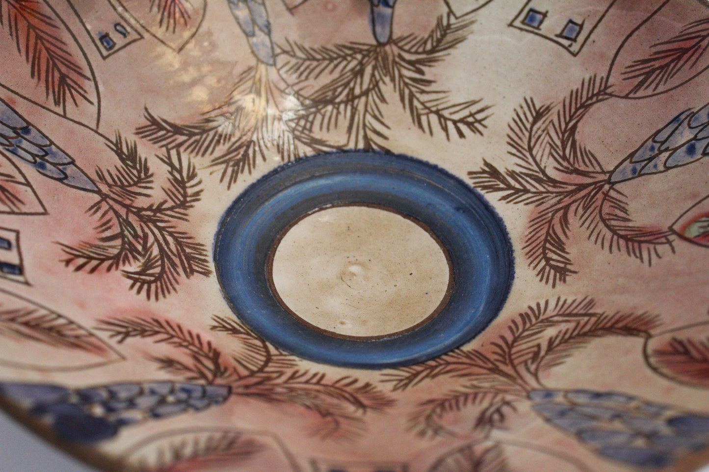 Handmade Pottery Bowl - Palm Trees