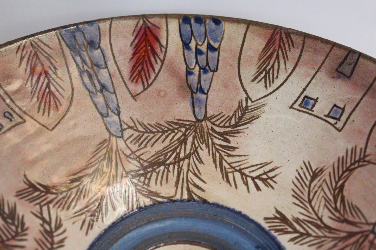 Handmade Pottery Bowl - Palm Trees