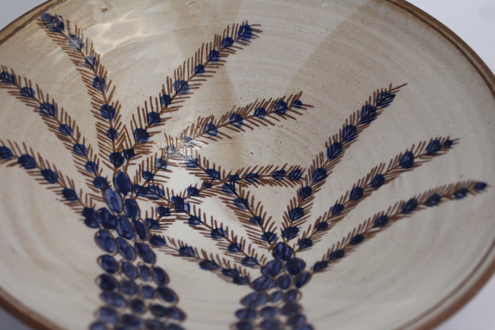 Handmade Pottery Bowl - Two Palm Trees