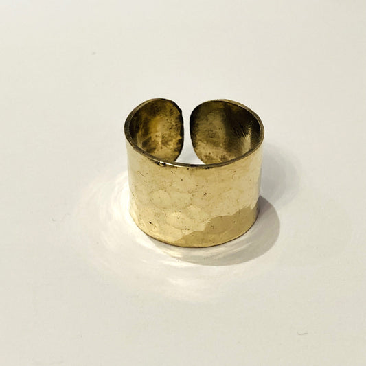 Handmade Brass Ring - Hammered Band