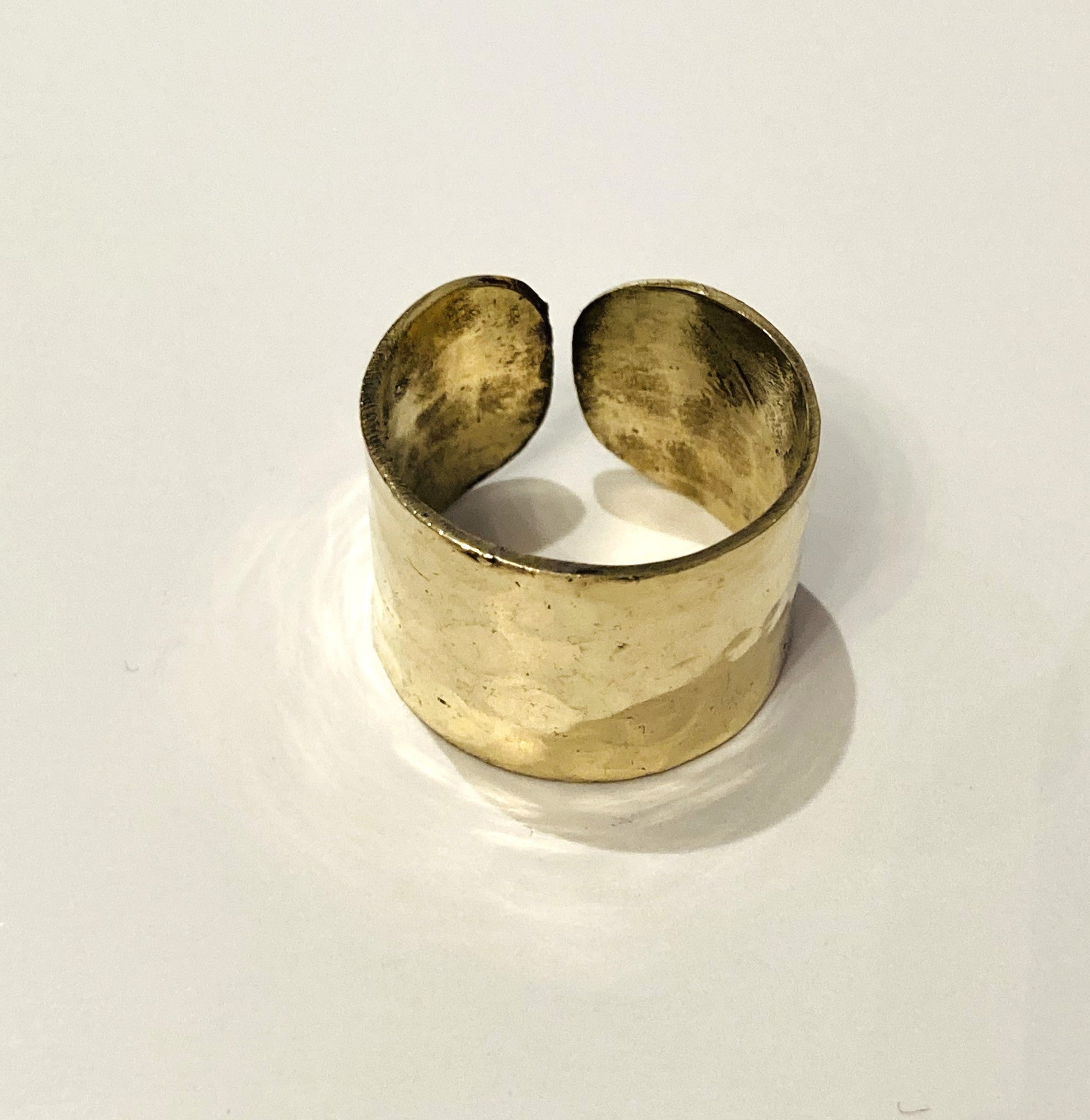 Handmade Brass Ring - Hammered Band