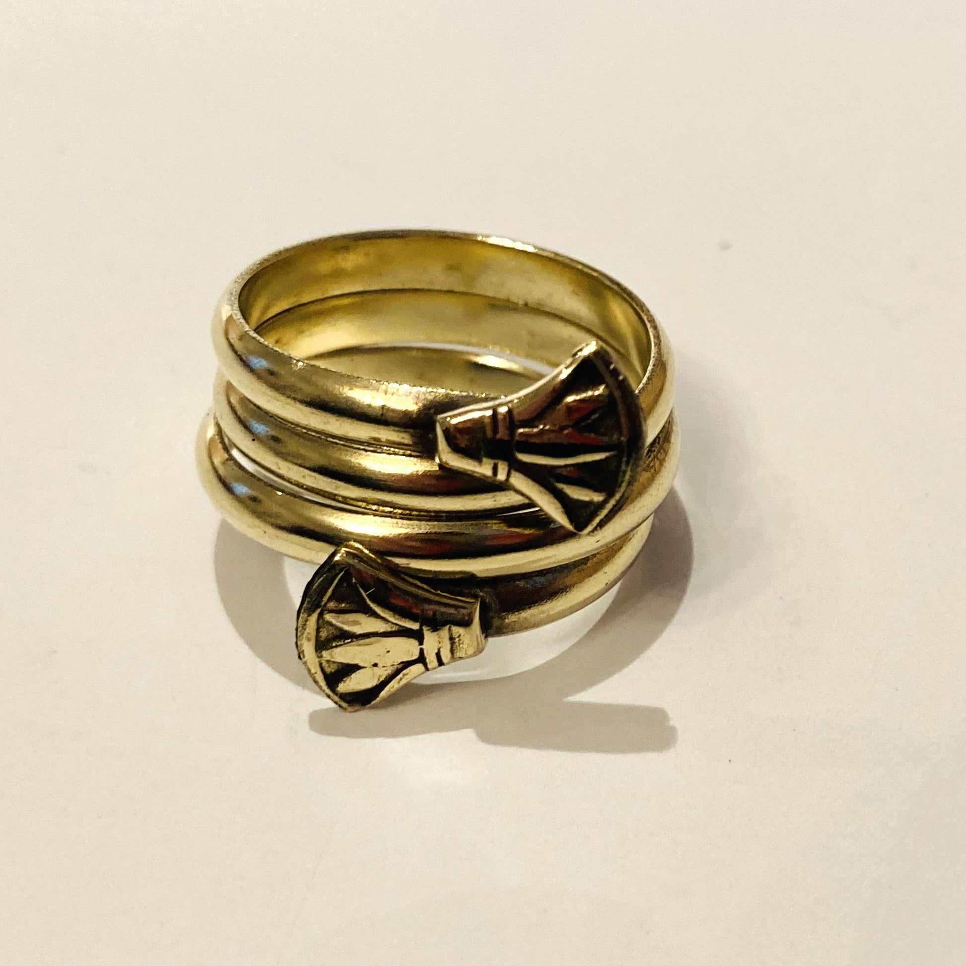 Handmade Brass Ring - Spiral with Lotus
