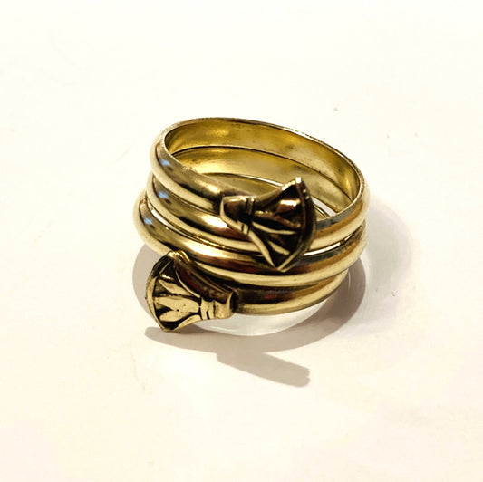 Handmade Brass Ring - Spiral with Lotus